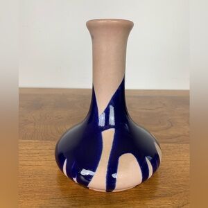 Marei Vase Blue Drip Glaze Light Brown Made In Germany Stamped 9101/1 Vtg MCM